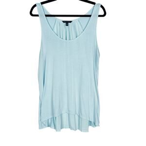 Banana Republic Womens M Blue Pleated Back High Low Hem Sleeveless Blouse Top
